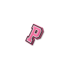 pink and white letter j crate charm shown at angle