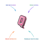 pink and white letter q snap-on charm features: easy attachment and durable construction