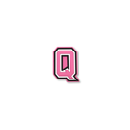 pink and white letter q crate charm front