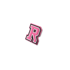 pink and white letter r crate charm shown at angle