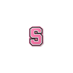 pink and white letter s crate charm front