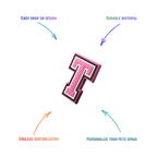 pink and white letter t snap-on charm features: easy attachment and durable construction