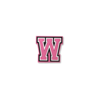 pink and white letter w crate charm front