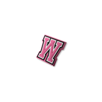 pink and white letter w crate charm shown at angle