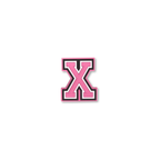 pink and white letter x crate charm front