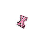 pink and white letter x crate charm shown at angle