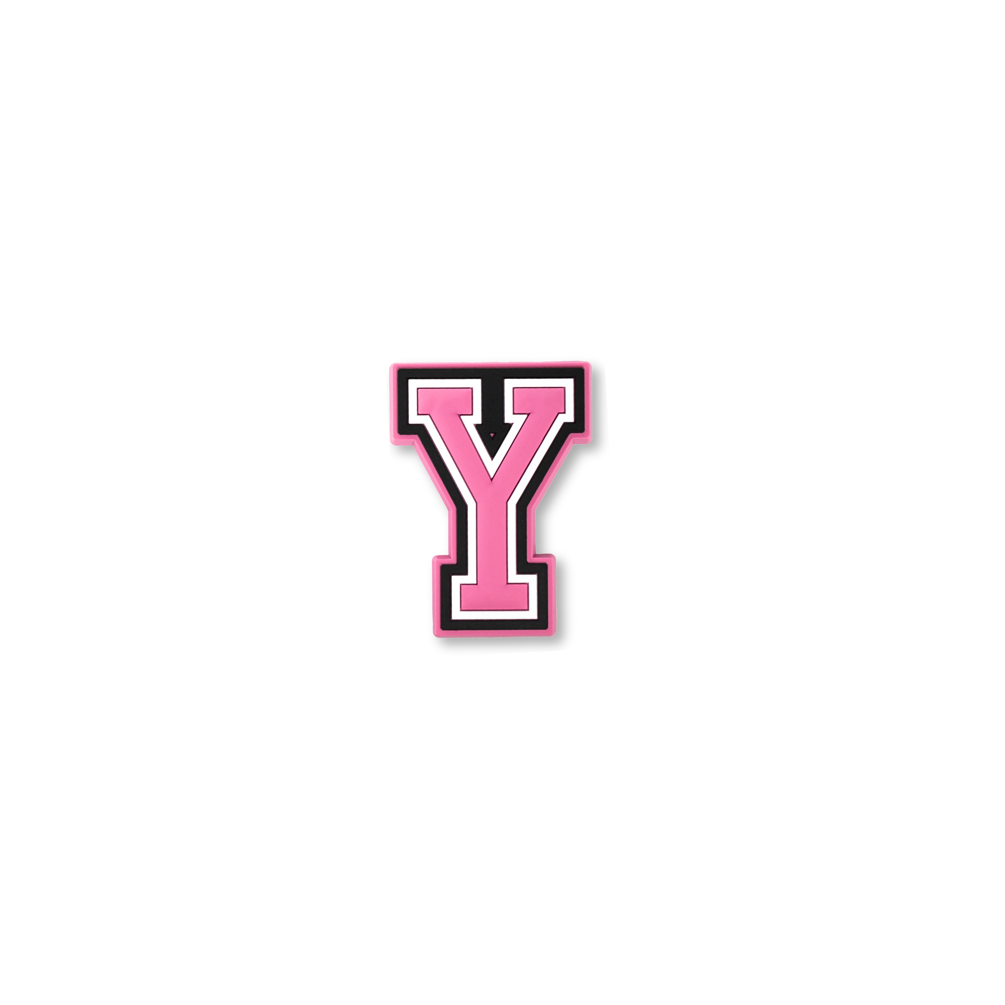 pink and white letter y crate charm front