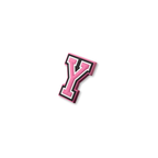 pink and white letter y crate charm shown at angle