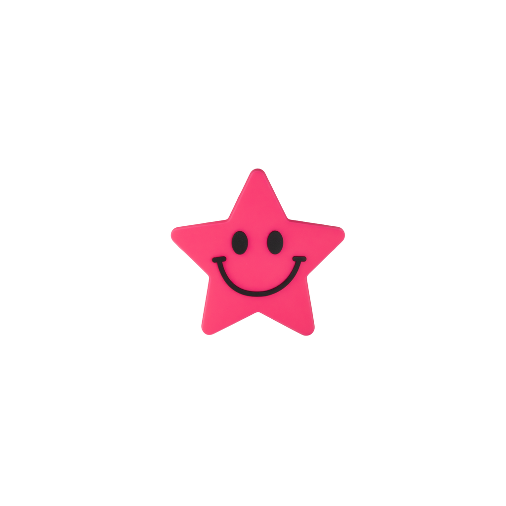 pink smiling star crate charm front