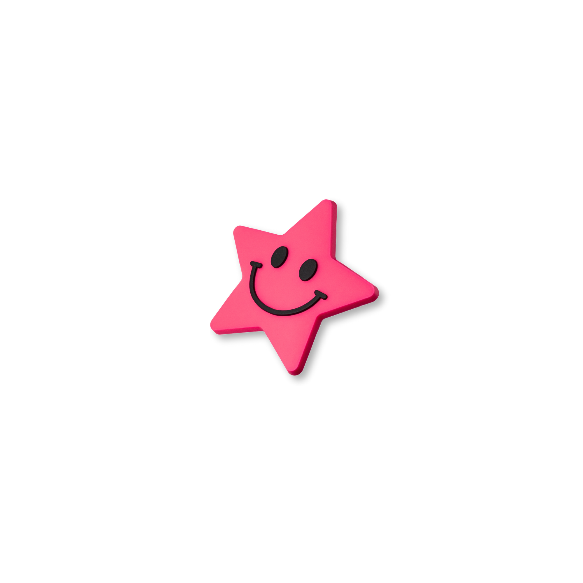 pink smiling star crate charm shown at angle