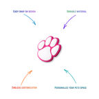 pink and white paw snap-on charm features: easy attachment and durable construction