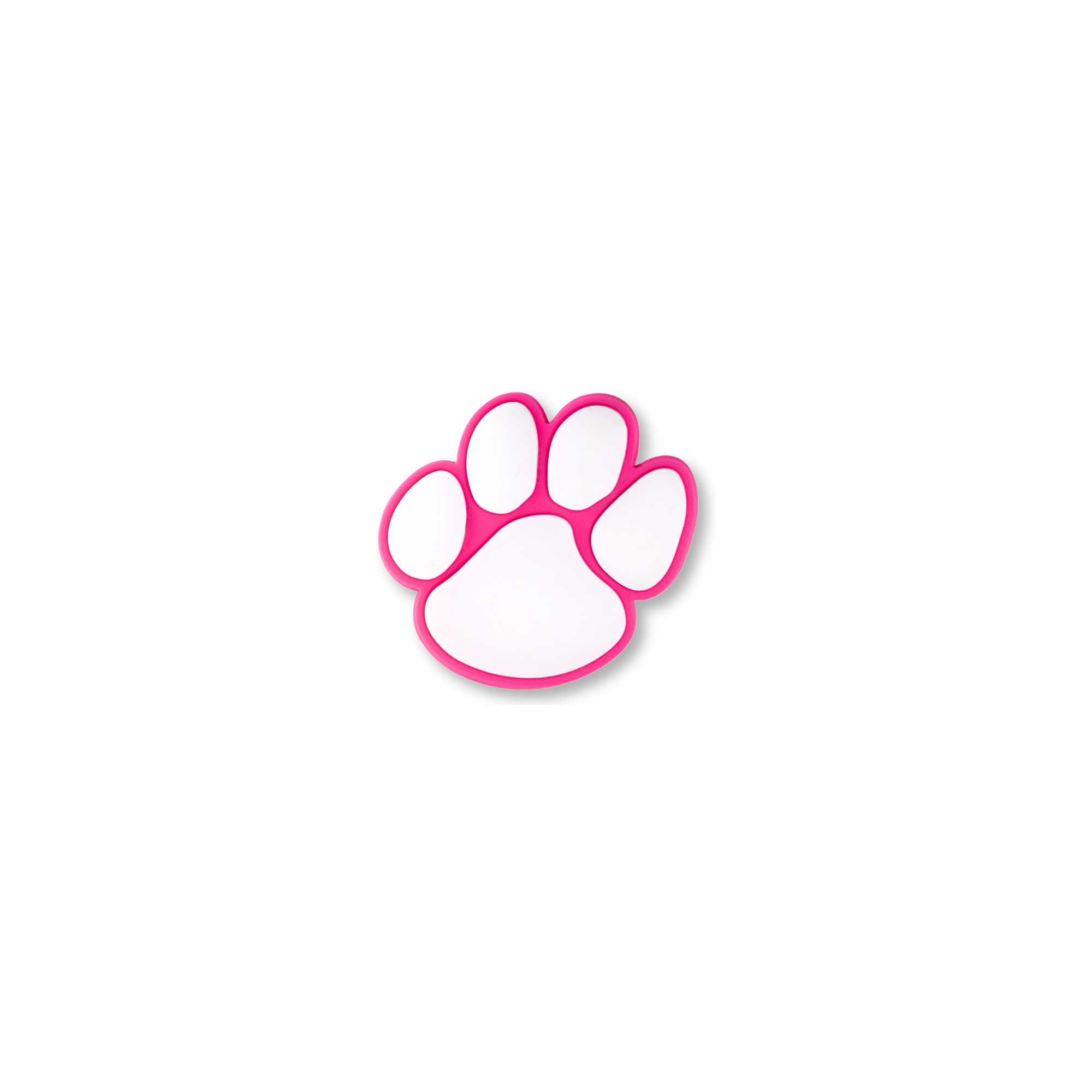 pink and white paw crate charm front