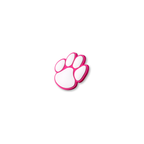 pink and white paw crate charm shown at angle