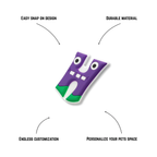 Pet crate accessories purple letter H crate charm features benefits callout Crate Charms alphabet snap-on decoration