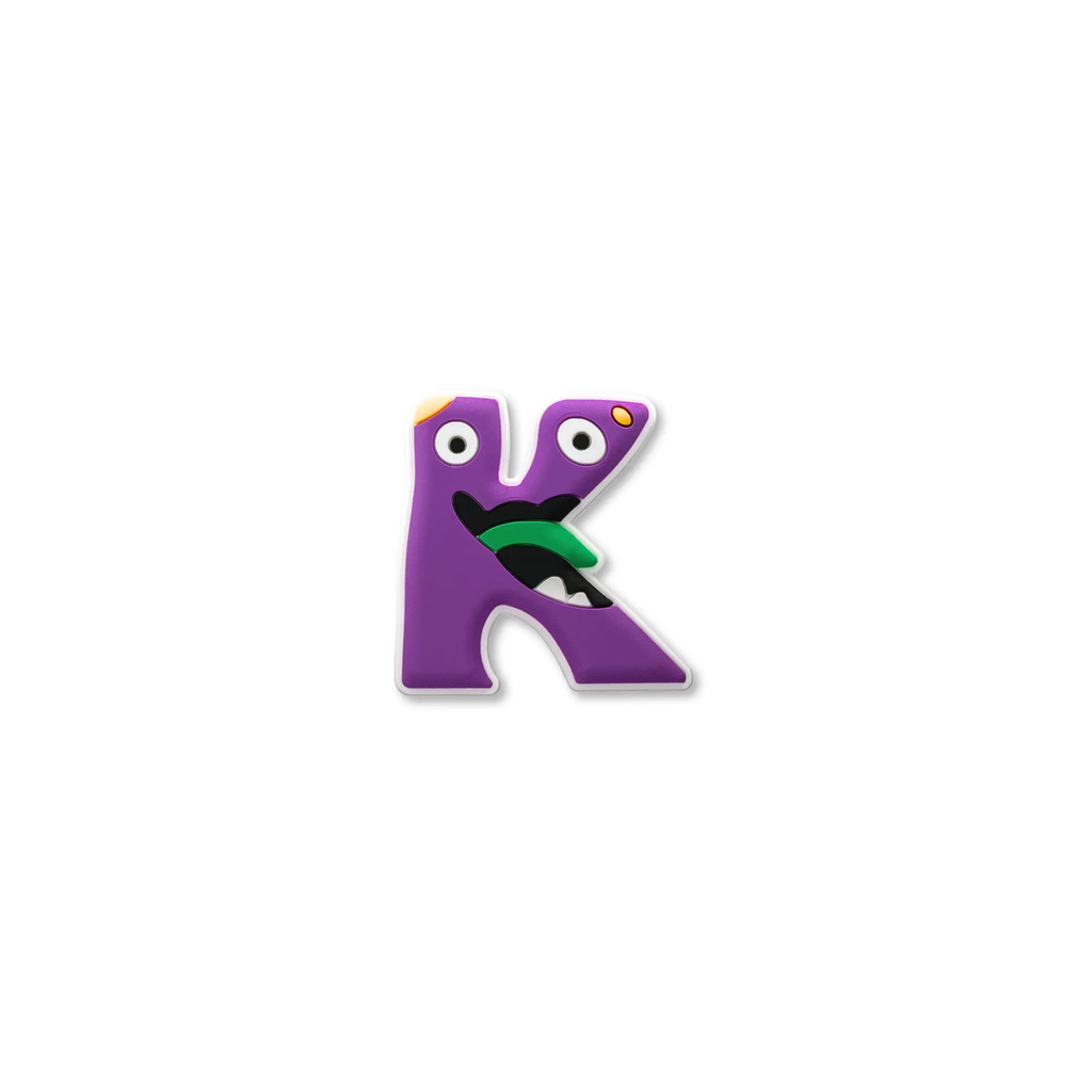 Pet crate accessories purple letter K crate charm front view Crate Charms alphabet snap-on decoration