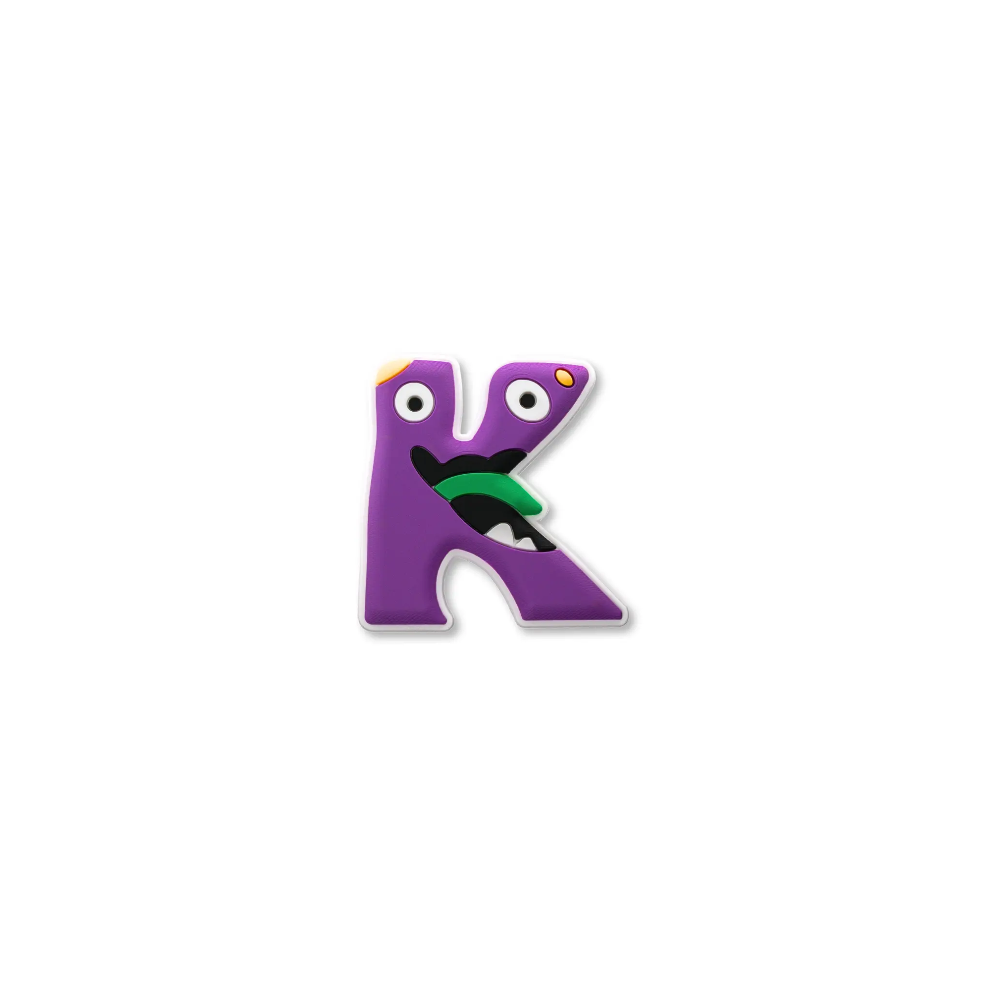 Pet crate accessories purple letter K crate charm front view Crate Charms alphabet snap-on decoration