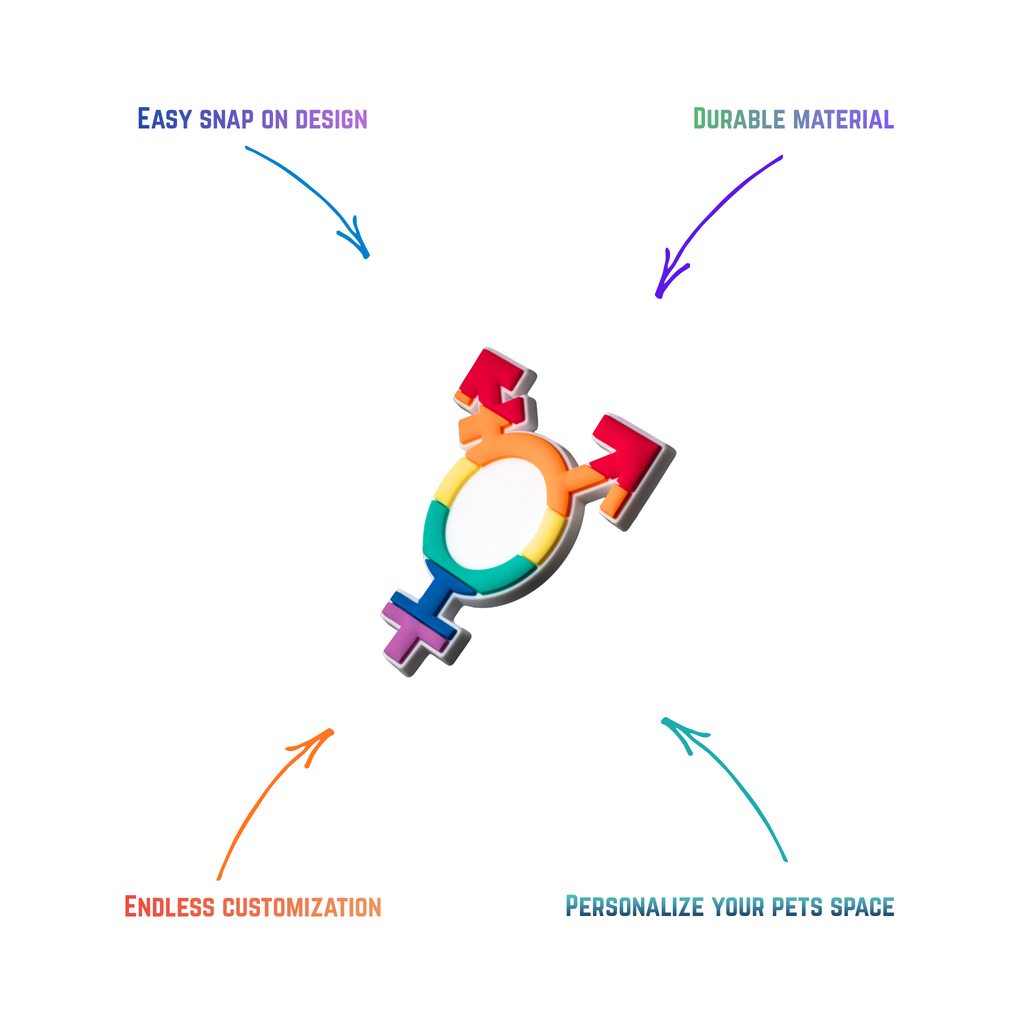 rainbow colored pride symbol snap-on charm features: easy attachment and durable construction