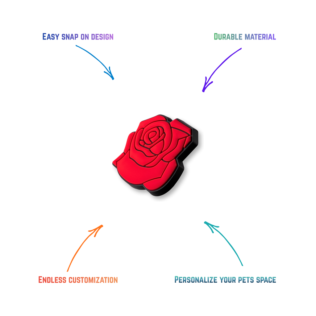 red rose snap-on charm features: easy attachment and durable construction