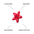Pet crate accessories red starfish crate charm features benefits callout Crate Charms snap-on decoration