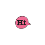 Pink speech bubble decorative charm with Hi text in black lettering