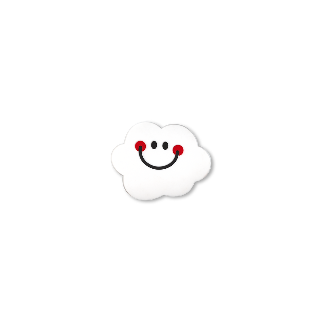 white smiley cloud crate charm front