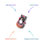 kitty in a donut with hearts snap-on charm features: easy attachment and durable construction