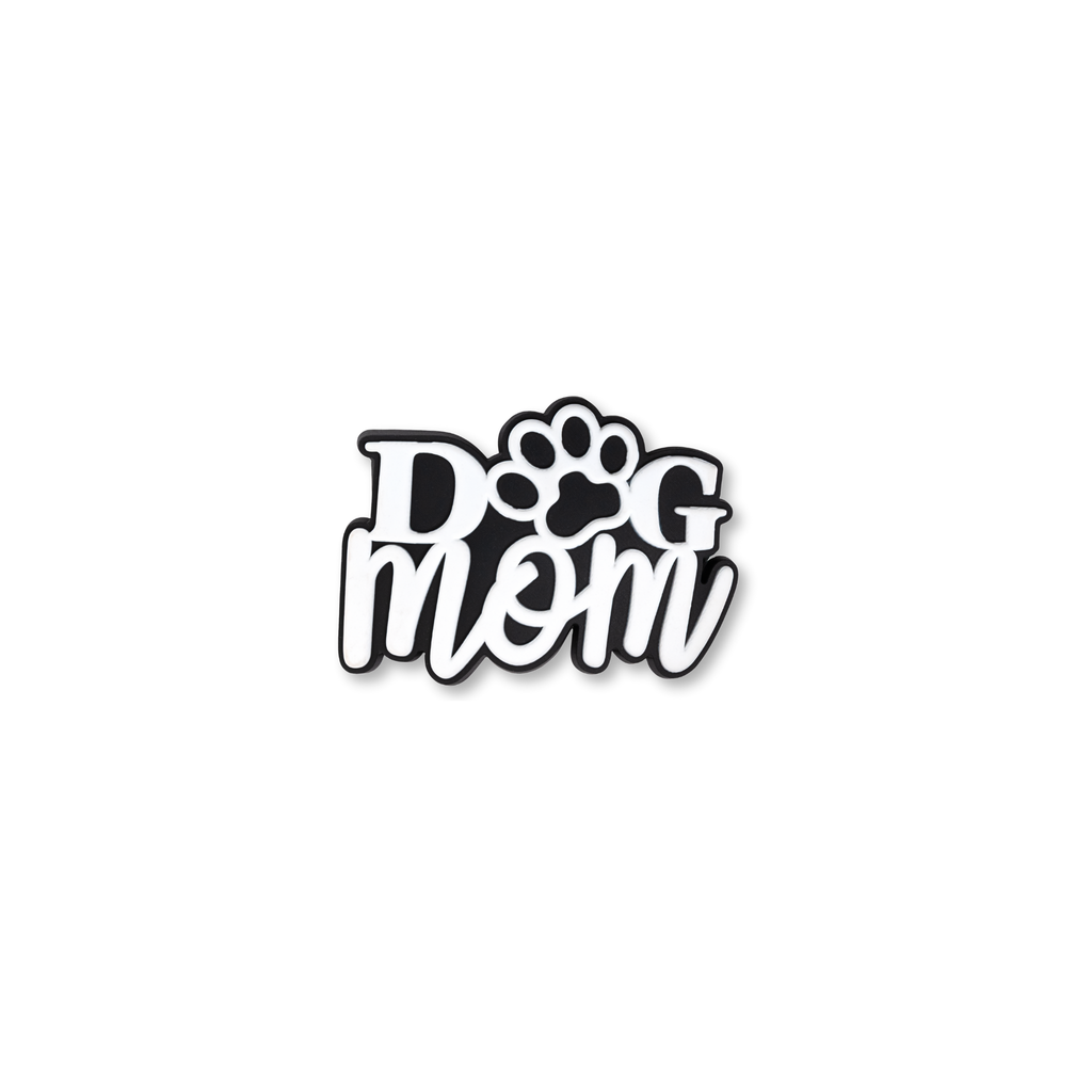 black and white dog mom crate charm front