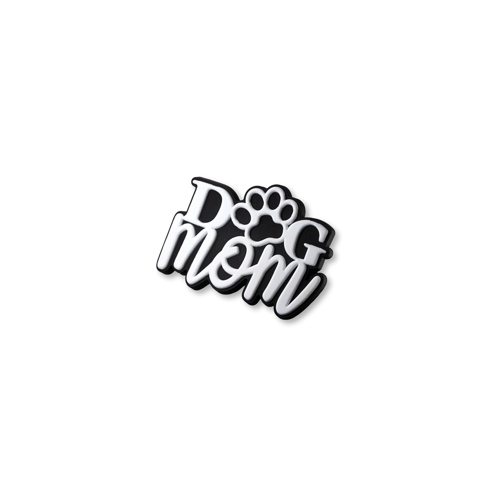 black and white dog mom crate charm shown at angle