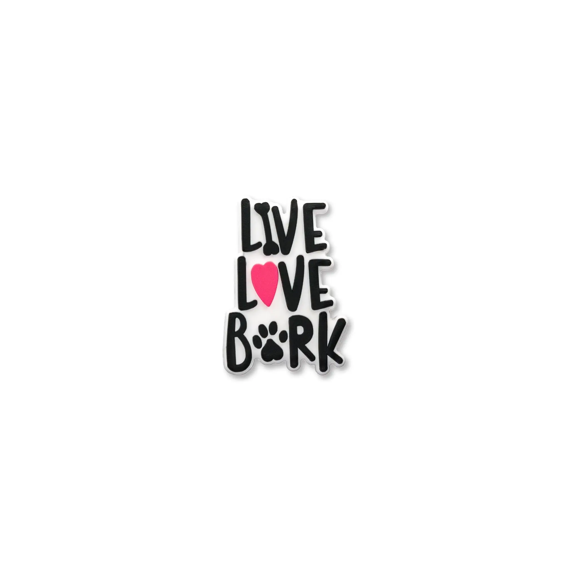 Pet crate accessories white black live love bark crate charm front view Crate Charms snap-on decoration