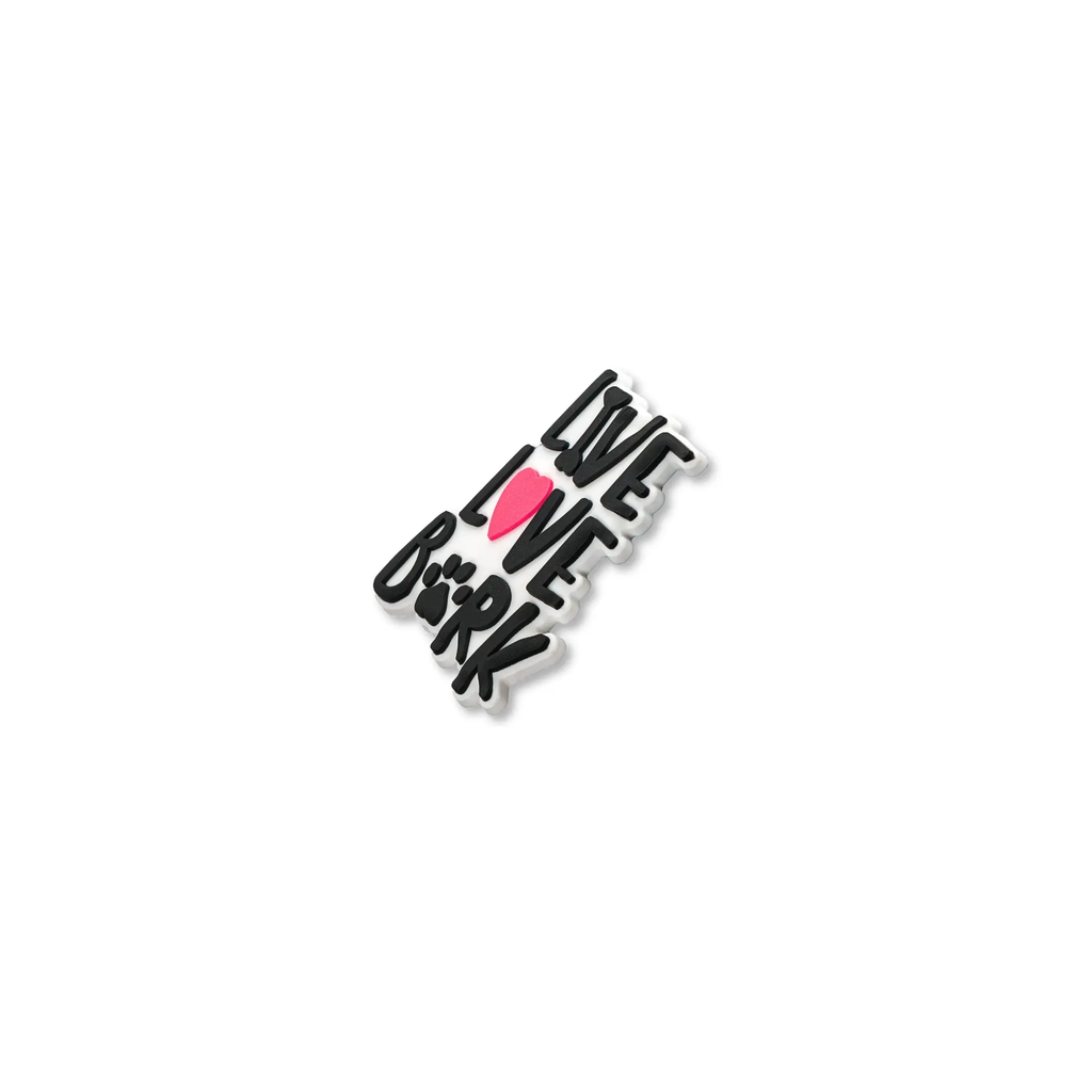 Pet crate accessories white black live love bark crate charm side view Crate Charms snap-on decoration
