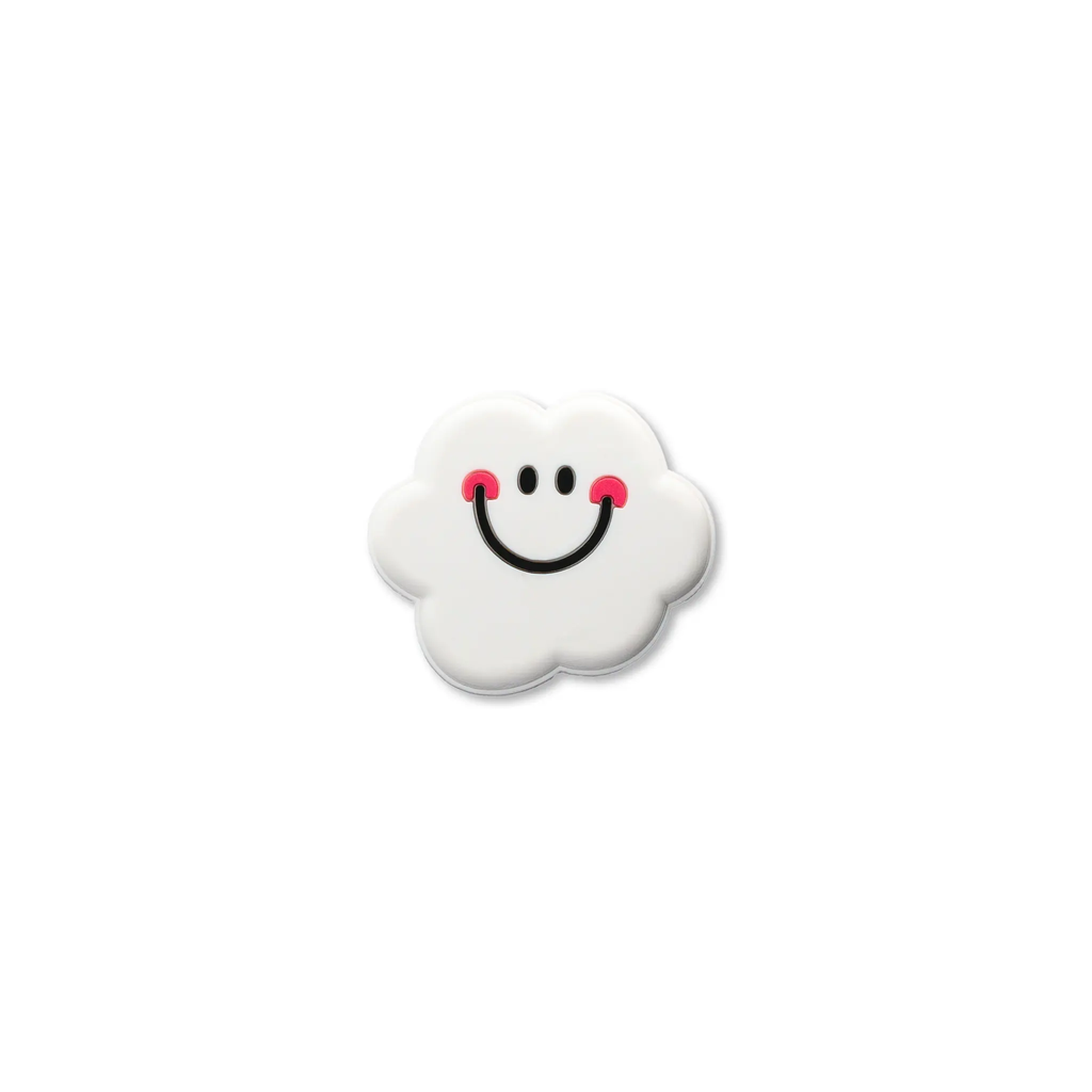 Pet crate accessories white smiley cloud crate charm front view Crate Charms snap-on decoration