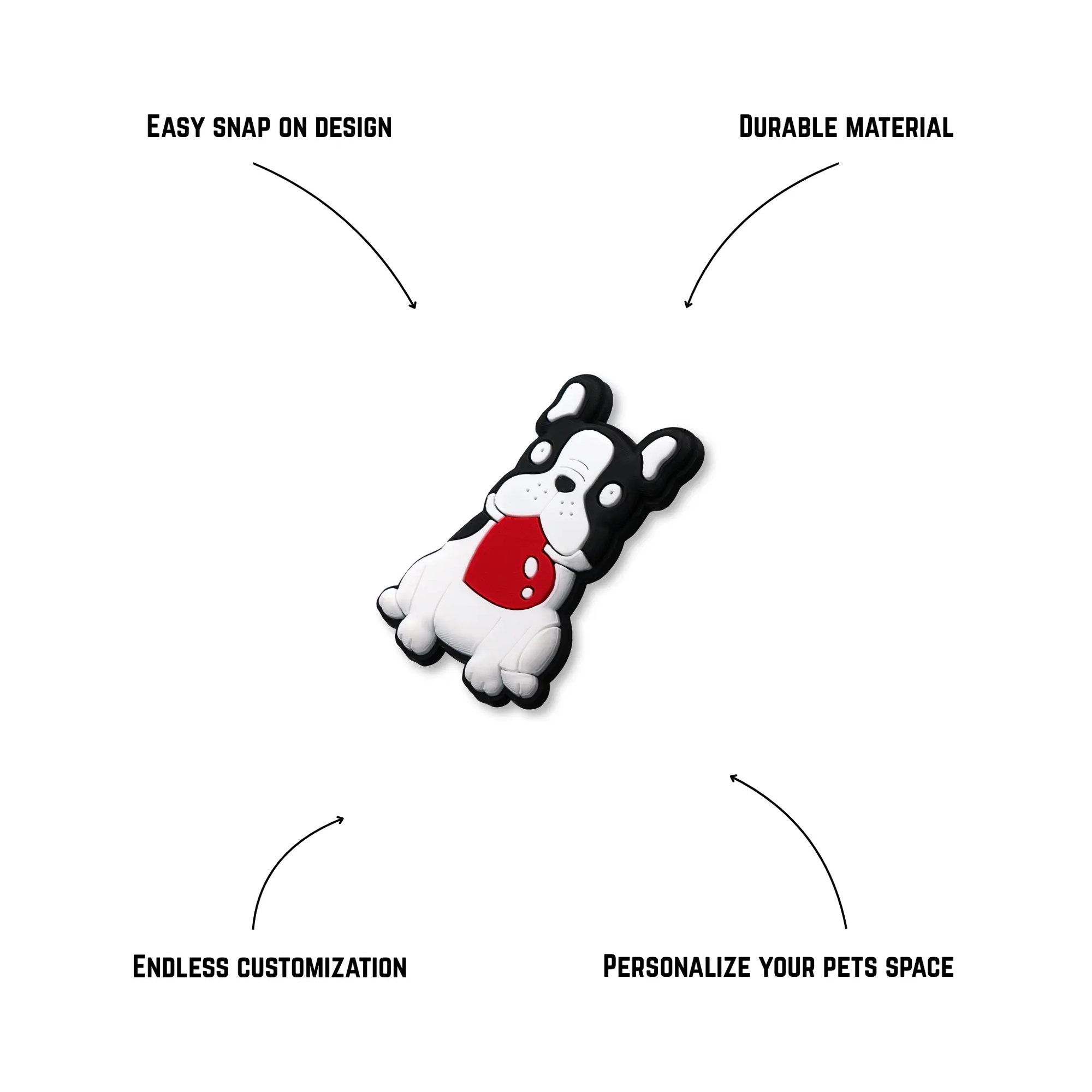 Pet crate accessories white dog crate charm features benefits callout Crate Charms snap-on decoration