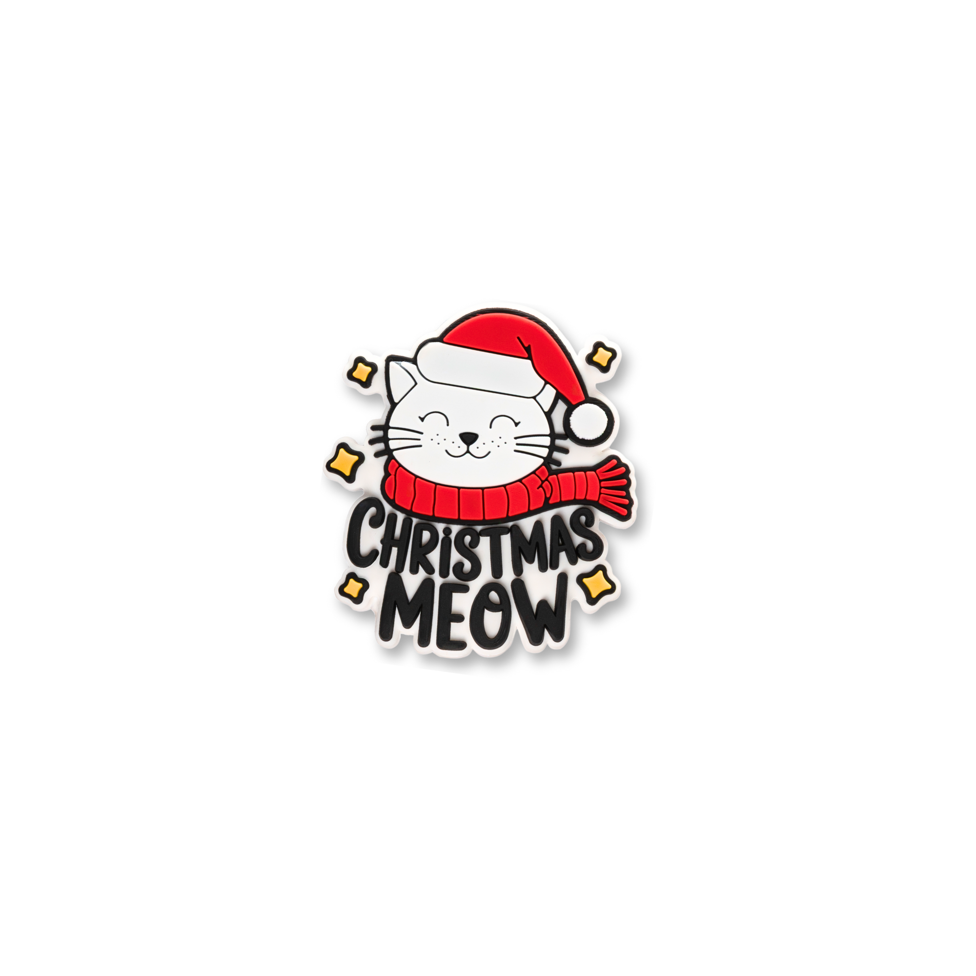 Christmas Meow cat charm with Santa hat and red scarf festive pet crate decor by Crate Charms