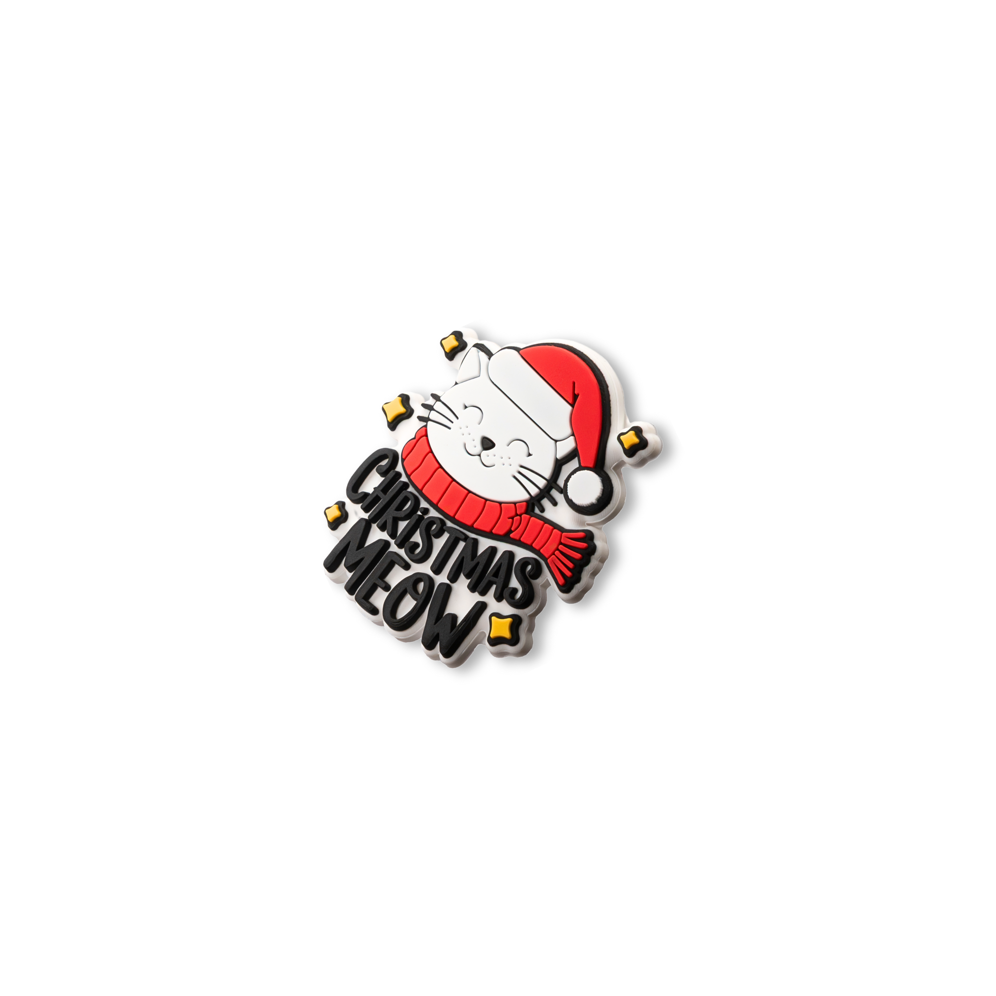 Side view of Christmas Meow cat charm  cute Santa hat kitten pet crate decoration