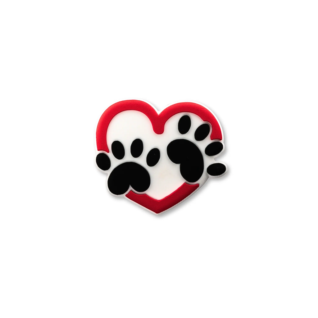 Pet crate accessories white red paw heart crate charm front view Crate Charms snap-on decoration