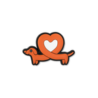 Orange dachshund decorative charm with heart cutout on body