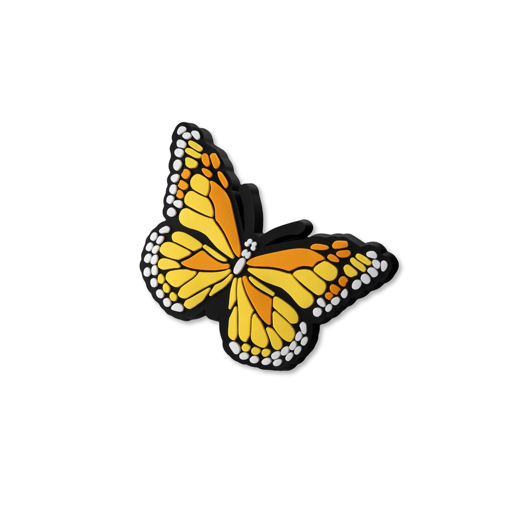 Monarch butterfly crate charm shown at angle with dimensional design