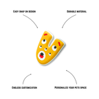 Pet crate accessories yellow letter U crate charm features benefits callout Crate Charms alphabet snap-on decoration